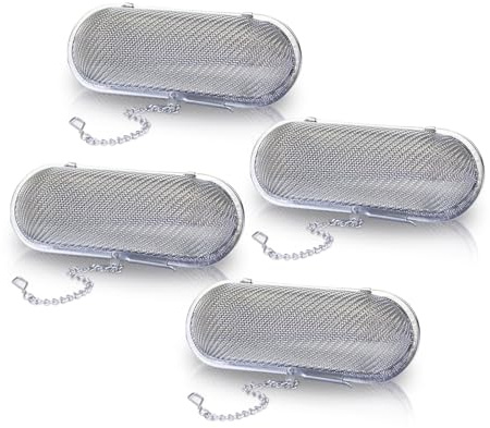Thatyro 4 Pieces Ultrasonic Cleaner Basket with Lock and Hook, Stainless Steel Watch Parts Washer Basket, Reusable Jewelry Mesh Cleaning Holders for Ornaments Pendants Earrings (Silver)