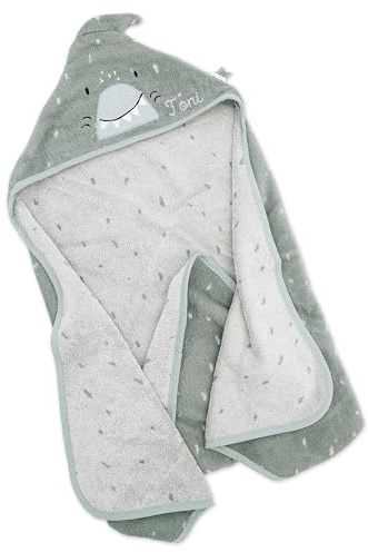 wunderwunsch Trixie Kapuzenhandtuch mit Namen, Babygeschenk, Geschenk Geburt, Kapuzen Handtuch, Geburtsgeschenk, Geschenke Taufe, Geburtstag personalisiert (Hai, klein (75x75cm)