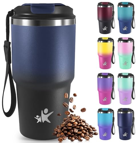 Mujigaga Tazza da Viaggio 600ml, Bicchiere Termico, Tazze da Caffè Riutilizzabili per Viaggi, Termos Caffè, Ermetica Portatile, Travel Tumbler Per Caffè Caldo e Freddo, Acqua e Tè