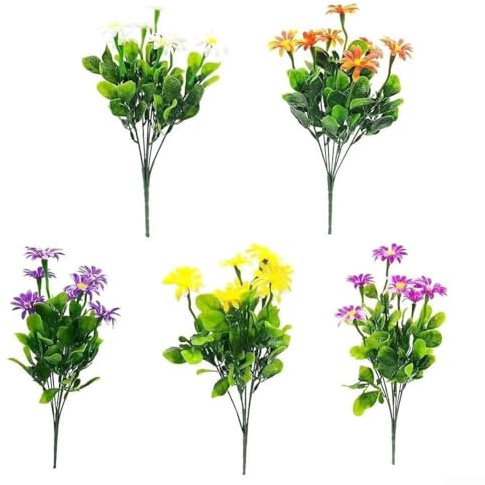 Fiori artificiali di camomilla, bouquet di margherite per balcone, soggiorno, tavolo da pranzo, composizione di fiori finti in seta, decorazione per la casa