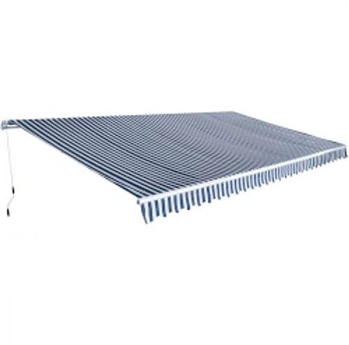 Ordellia Tenda da sole con braccio articolato, 600 cm, blu e bianco, con telaio in alluminio e tessuto in poliestere rivestito in PU, estensibile con manovella, resistente alle intemperie, per