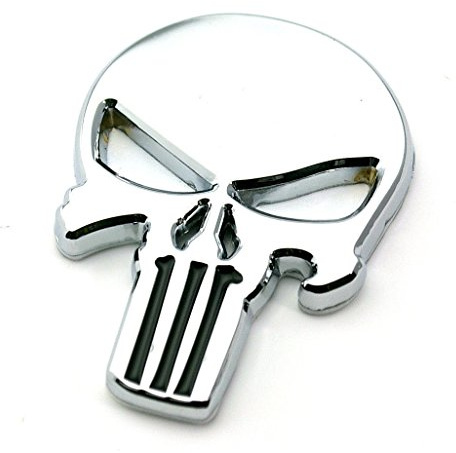 Garage-SixtySix Metall Emblem Aufkleber Punisher Chrom