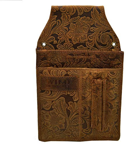 flevado Gastronomie Kellner Set Wild Leder mit Lilianen Muster im Set oder einzeln in braun (Kellnertasche)