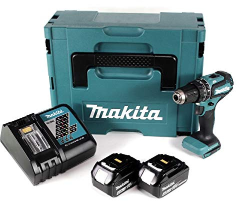Makita DHP 485 RMJ 18 V Li-Ion Akku Schlagbohrschrauber im Makpac + 2 x 4,0 Ah Akku + Ladegerät
