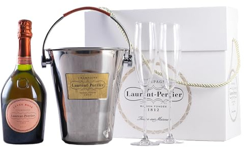 Laurent-Perrier Rosé Champagne Gift Set – Pink Champagne with Flutes & Ice Bucket – 750ml (12% ABV) – Premium Gift for Women, Men, Weddings, Anniversaries and Birthdays