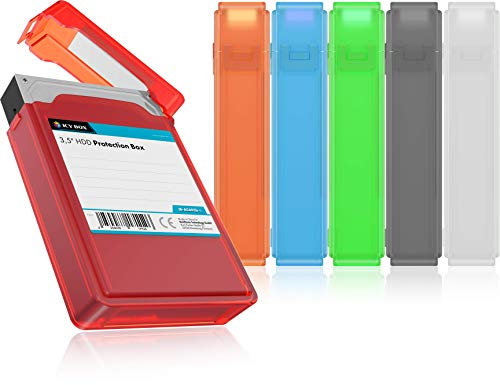 ICY BOX Set da 6 custodie per hard disk da 3,5 pollici per protezione o conservazione, impilabili, etichettabili, custodia rigida, in plastica, multicolore, IB-AC602b-6