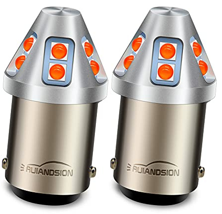 Ruiandsion 2pcs BA15D Bulbs Red 1004 1076 1130 1142 1176 Light Bulbs 10-60V 3030 10SMD Chipsets Replacement for RV Car Camper Tail Boat Interior Lights, Non-Polarity