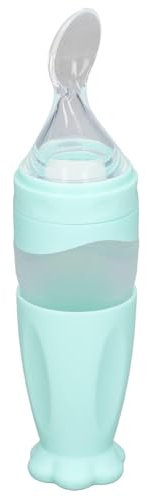 Cuchara para biberón, cuchara de silicona para alimentos sellados por extrusión, cuchara dispensadora de alimentos para cereales de arroz, alimentación complementaria(Azul)