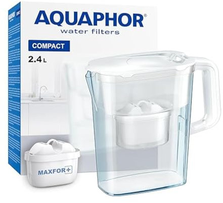 AQUAPHOR Jarra Filtradora de Agua Compact con 1 Filtro Maxfor+ 200L - 2,4l - Blanco