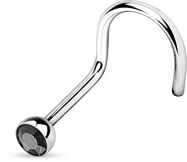 JEWEL BARREL Nasenpiercing mit Kleinen 2mm CZ Kristall Nasenschrauben aus Chirurgenstahl dünn 18G (1mm) Nasenstecker