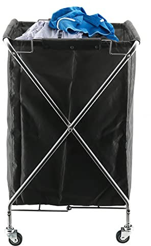 WDJBPSH Wäschewagen Groß Wäschewagen für Handtuchaufbewahrung, Beweglich Schmutziger Wäschekorb Organizer-Eimer für Hotel/Friseursalon/Zuhause/SPA, 44x34x76cm