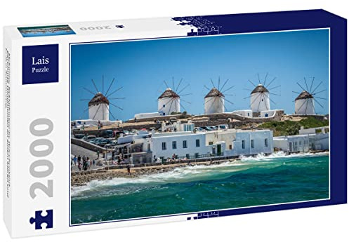 Lais Puzzle Mykonos, îles des Cyclades, Grèce. Célèbres moulins à Vent par Une Claire et Lumineuse journée d'été 2000 pièces