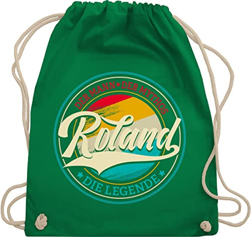 Turnbeutel Rucksack - Schlager Party Outfit - Roland der Mann der Mythos die Legende - Unisize - Grün - beutel schlagerparty stoffbeutel schlagernacht beuteltasche für schlagerfans tasche malle