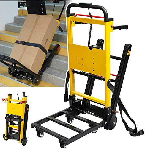 bcomedrag Powered Aluminum Stair Climber Hand Truck, Folding Electric Stair Climbing Hand Truck, Extended And Thickened Track/Anti-Skid Cushion/Removable Battery, Max Load :440lbs