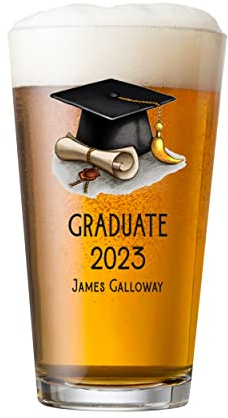ukgiftstoreonline Personalised Graduation Beer Glass Gift Keepsake for Him