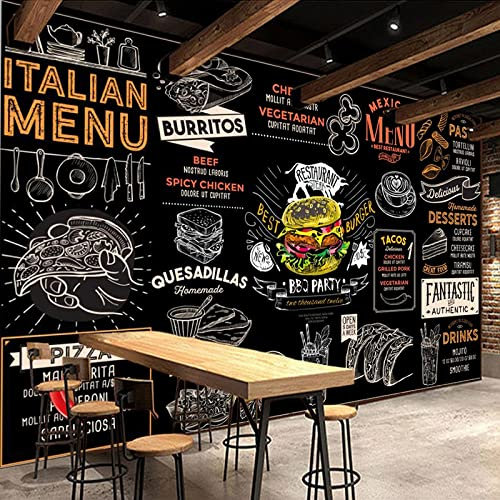 Benutzerdefinierte Fototapete 3D Hamburger Pizza Western Fast Food Restaurant Coffee Shop Hintergrundtapete Wandbild Papel De Parede-300cm(W) x200cm(H)