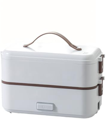 LANMOU Scaldavivande Elettrico Scatola per il Pranzo Riscaldata da 300W Scaldavivande Portatile Contenitore in Acciaio Inox 304, A Prova di Perdite e Spegnimento Automatico (2 Layer)
