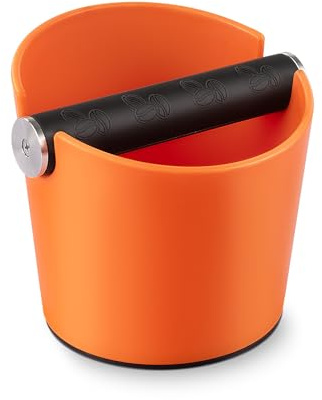 Ideal Swan Coffee Knock Box 4.8 Inch Espresso Knock Box Coffee Bin Barista Accessories Coffee Machine Accessories Shock-Absorbent Barista Style Knock Box with Removable Metal Knock Bar (Orange Box)
