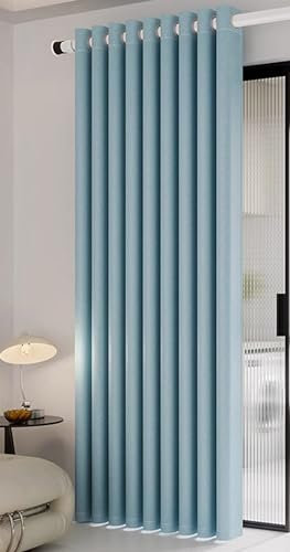 KnSam 2er Set Blau Verdunkelungsvorhang Kinder, Gardinen mit Ösen Einfarbig, Polyester Ösen Verdunkelungsvorhänge Kräuselband Ösen Gardinen Blickdicht, Jeder B 107 x H 132cm