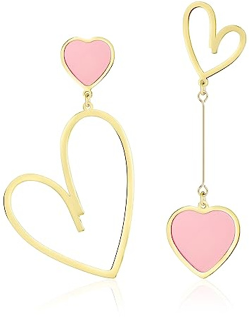 Linawe Herz Ohrringe - Edelstahl Hängeohrringe für Damen in Gold, Silber und Rosegold - Lover Design