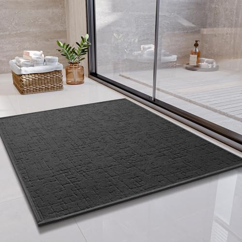 SIXHOME Tappetino da bagno antiscivolo Tappeto da bagno Assorbent Soffice Lavabile in Lavatrice Lavabile in lavatrice(grigio scuro,60x60cm)