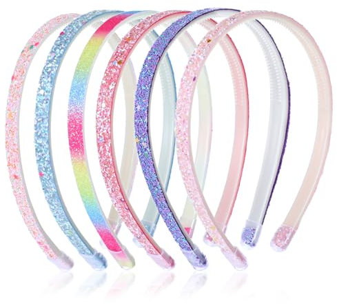 GEEHUA 6 Stück Glitzer Pailletten Haarband Damen, Glitzer Stirnbänder Mädchen, Konfetti Regenbogen Haarbänder, Rutschfest Glitzernde Party Deko Haarbänder, Haar Accessoires Dekoration