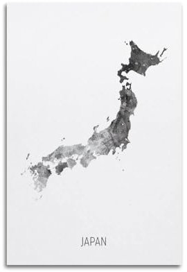 Poster di viaggio con mappa ad acquerello del Giappone n. 3, poster decorativo da parete su tela, poster decorativo moderno per camera da letto, per camera da letto, 60 x 90 cm