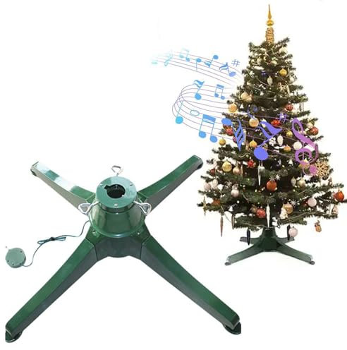HmLotd Soporte eléctrico para árbol de Navidad, Base giratoria eléctrica, con Linterna de Ciervo, música y Control Remoto, para Soporte para árbol de hasta 7,8 pies para Decoraciones navideñas