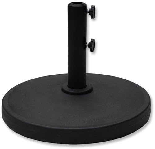 Helios&Hestia Base per ombrellone da esterno in cemento resistente, rotonda, 14 kg, robusta, rotonda, con base per ombrellone, per patio, mercato, tavolo, ombrellone, nero