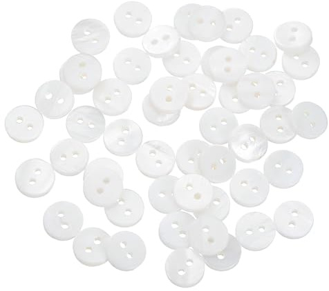 QUARKZMAN 50 Stück Natürliche Muschelknöpfe, 2 Loch Perlmuttknöpfe 9mm Nähknöpfe Nähhandwerk Knöpfe für Hemd Nähen DIY Handwerk Dekoration, Weiß