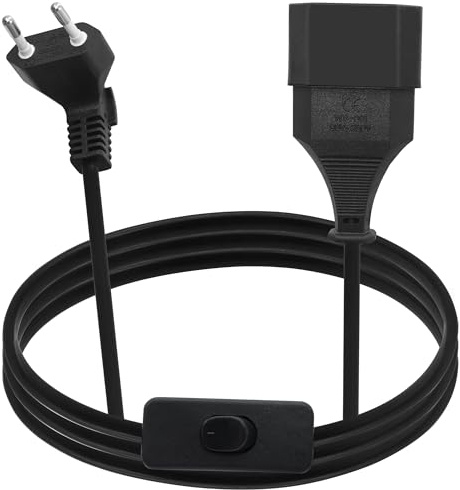 LANMINGLEL Câble d'extension Prise euro 90 degrés avec Interrupteur, Type C Prise euro pour TV, Ordinateur, Moniteur, électroménager