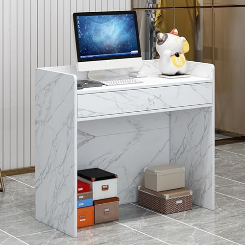 Moderner Rezeptionstisch, Kleiner Kosmetik-Rezeptionstisch, Verkaufstheke für die Kasse mit Schubladen, für das Salon-Lobby-Büro, für Bekleidungsgeschäfte/Schönheitssalons (Marmor)