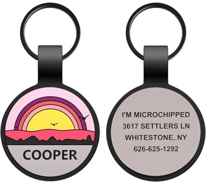 Hundemarke mit Gravur von Individuellen und Katzenmarken aus Silikon mit Namen, Hundezubehör Hundemarke Personalisiert Geräuschlose Dog Tag Personalisiert Leicht und Wasserdicht (Graue Küste, Runden)