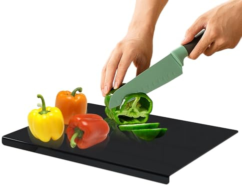 DAWCBVJQ Planche à découper pour plan de travail - 45 x 35 cm - Planche à découper - Noir - Housse de protection antidérapante - Pour planches à découper et planches à découper