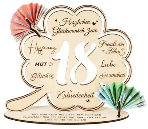 BOFUNX Geldgeschenke zum 18. Geburtstag Mädchen Jungen Holz Verpackung Geschenke 18 Geburtstag Jungen Mädchen Holz Schild Gästebuch Geburtstagsgeschenk 18 Geburtstag Geschenk Tischdeko
