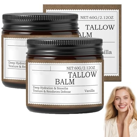 Rindertalgcreme zur Gesichtspflege,Crema De Sebo De Res Para La Cara,Rindertalg-Gesichtscreme mit Rohhonig und Rizinusöl,Talgbalsam tiefe Feuchtigkeitsversorgung,Gesichtsfeuchtigkeitscreme (2 STÜCKE)