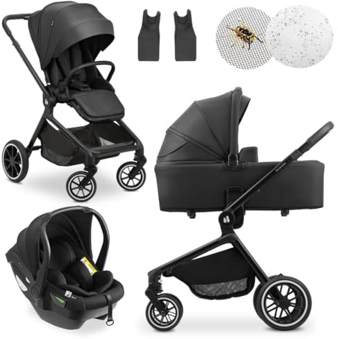 hauck 3in1 Kinderwagen Set Move N Care mit Babyschale - Black | Kombikinderwagen ab Geburt bis 22 kg mit Federung & wendbarer Sitzeinheit | inkl. Drive N Care Kindersitz