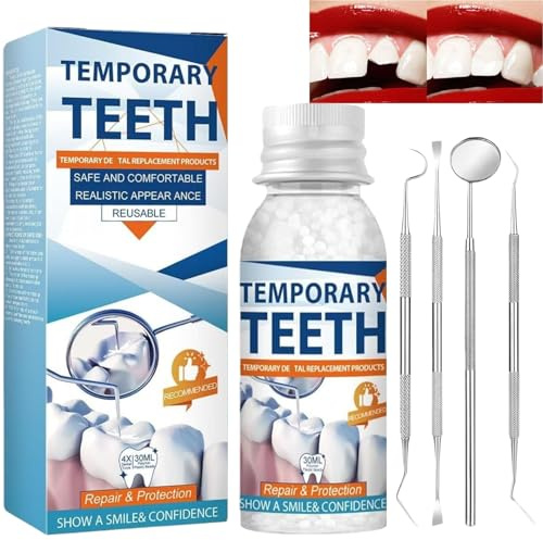 Temporary Tooth Filling Kit,Den/tal Repair Kit for Repairing Lost Fillings,Teeth Repair Granules for Missing Tooth,Den/tal Repair Beads for Fixing Broken Tooth,Teeth Repair & Replacement Kit