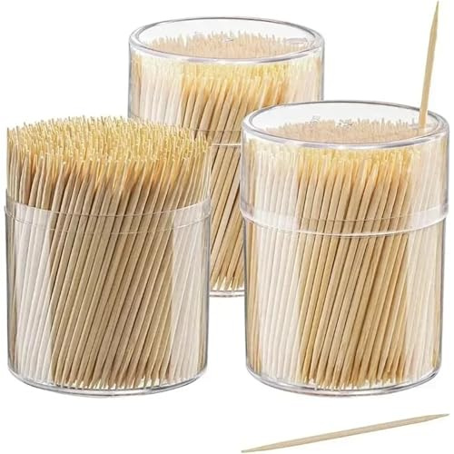 Palillos de dientes madera 4500 unidades bambú redondo doble punta for limpieza -Palillos de cóctel