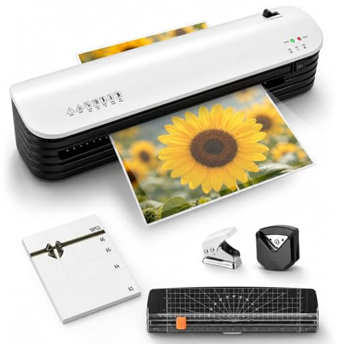A3 Laminator, Laminator Machine 13 Inch Cold and Thermal for A3/A4/A5/A6 with Paper Cutter and Corner Rounder,Laminating Machine for Home Office School,20 Pouches Included,Fast Warm Up