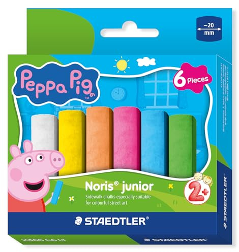 STAEDTLER Noris junior gessetti da strada Peppa Pig set da 6 – per marciapiedi e asfalto – gessetti lavabili per bambini per grandi superfici – ideali per le piccole mani