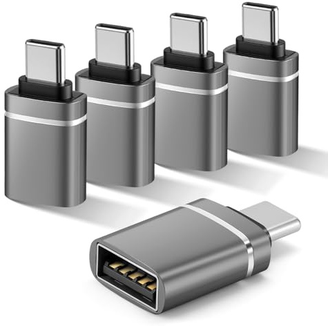 Lakeronelove USB C till USB-adapter, USB 3.2 10 Gbps C hane till en hona adapter Thunderbolt 4 3 OTG kompatibel med iPhone17 16, MacBook Pro iPad Mac mini och mer (3, grå)