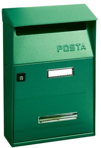ALUBOX FT Cassetta Postale Da Esterno 32,5X22X11 Cm Cassetta Posta Con Tettuccio Superiore Cassetta Lettere Prelievo Frontale Cassetta Della Posta Formato Lettera (VERDE)