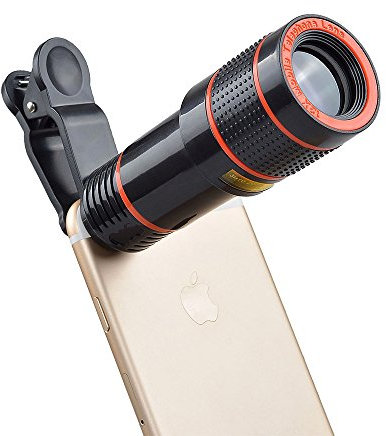 12 X Cellulare Teleobiettivo, Obiettivo della fotocamera cellulare di set, universale ottico del telescopio con morsetto per iPhone Samsung Galaxy Huawei & la maggior parte degli smartphone