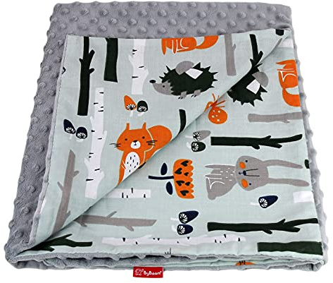 ByBoom Basics, coperta per gattonare, 75 x 100 cm, universale, double face, con cotone e Minky, extra morbida, soffice, multifunzionale, per passeggini, casa e in viaggio