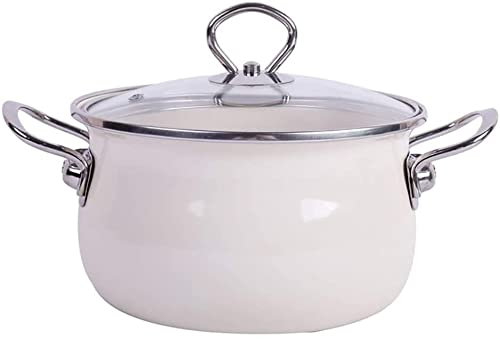 HODAGES Casserole Dishes Casserole Dishes With Lids Casserole Dish Binaural Cream Color Tableware Tough Enamel Coating,Soup Pot With Lid Anti-scalding Metal Accessories