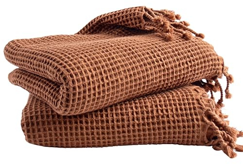 PÜSKÜL, Set di 2 asciugamani da spiaggia turchi di lusso, con trama a nido d'ape, 100% cotone turco naturale, morbidi, assorbenti, senza sabbia, ad asciugatura rapida, leggeri, asciugamano da bagno