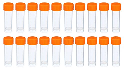 PATIKIL 5mL Plastik Teströhren 20Pack Kunststoff Reagenzgläser mit Schraubverschluss Probenröhrchen Kryoröhrchen Plastikröhrchen Klar