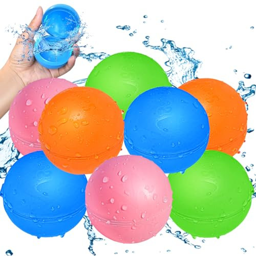 SOPPYCID Wiederverwendbare Wasserballons, weiche Silikon-Wasserspritzkugeln, magnetischer Wasserball für Outdoor-Spiele, Sommerpartys (8 Stück)