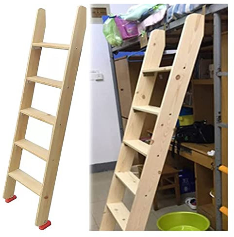BREALA Hochbett Leiter Vertikale Etagenbettleiter aus Holz, platzsparend, 2,5 cm Dicke, rutschfeste Trittleiter for Kinderzimmer/Schlafsäle/Bunkhouses/Wohnmobile (Size : 5-Step/Tall 1.5m)